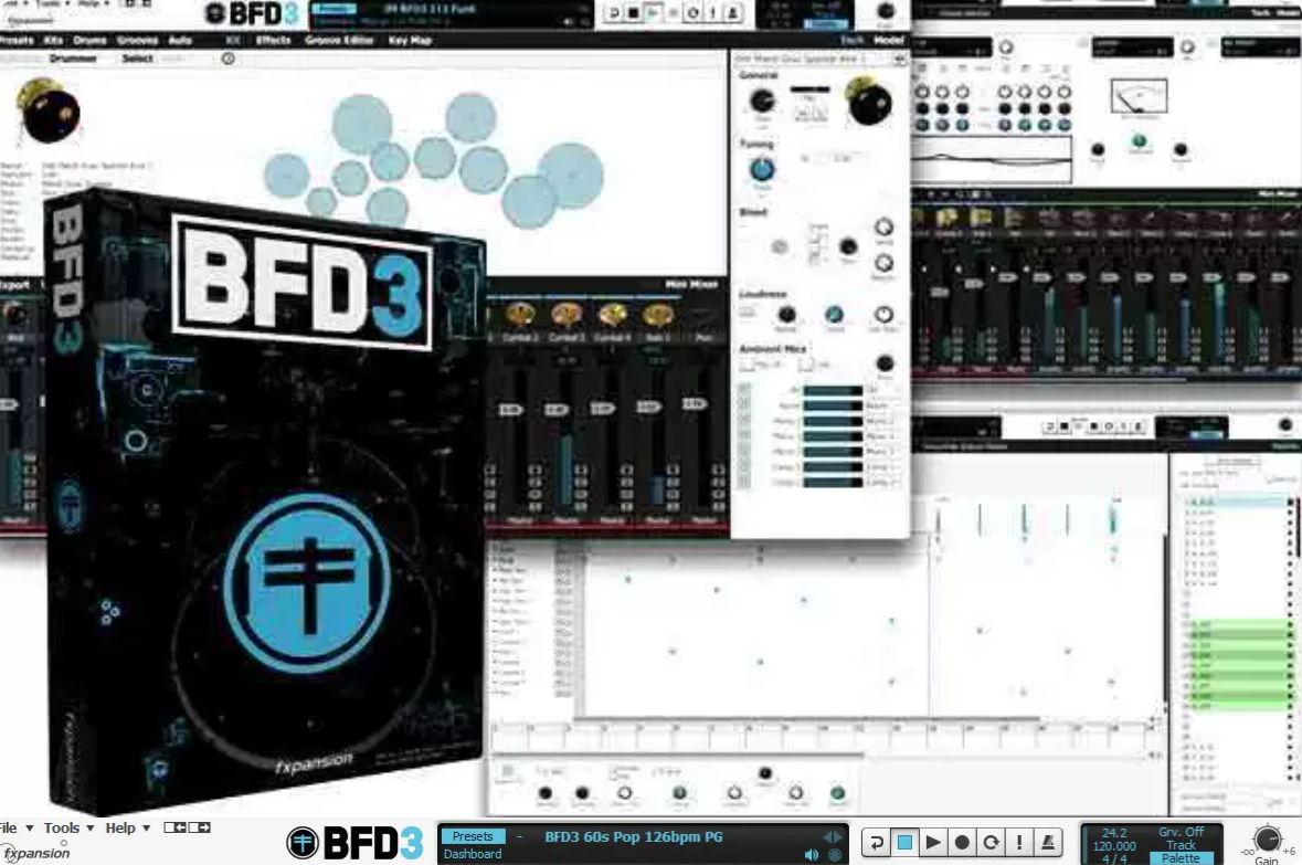 FXpansion BFD3鼓音源58G三代原厂音色库可加装600G拓展 PC MAC