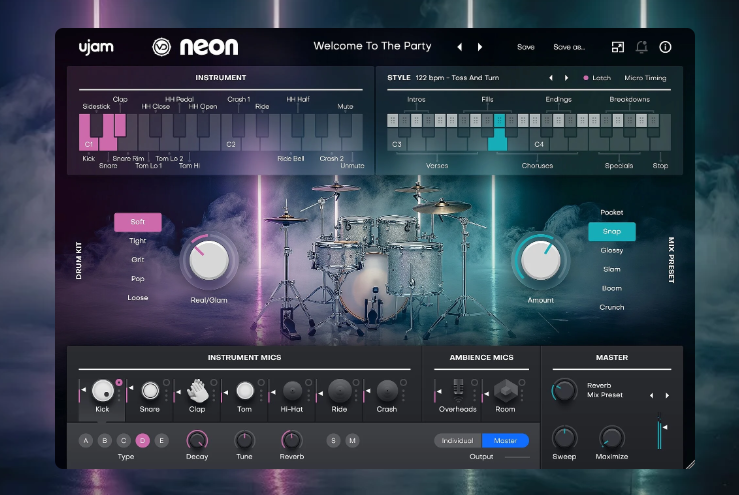 新迪斯科虚拟鼓手 UJAM Virtual Drummer NEON v2.5.0 WIN