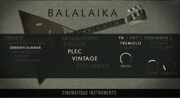 [俄罗斯巴拉莱卡琴三角琴音源]Cinematique Instruments Balalaika v2 [KONTAKT]（21MB）